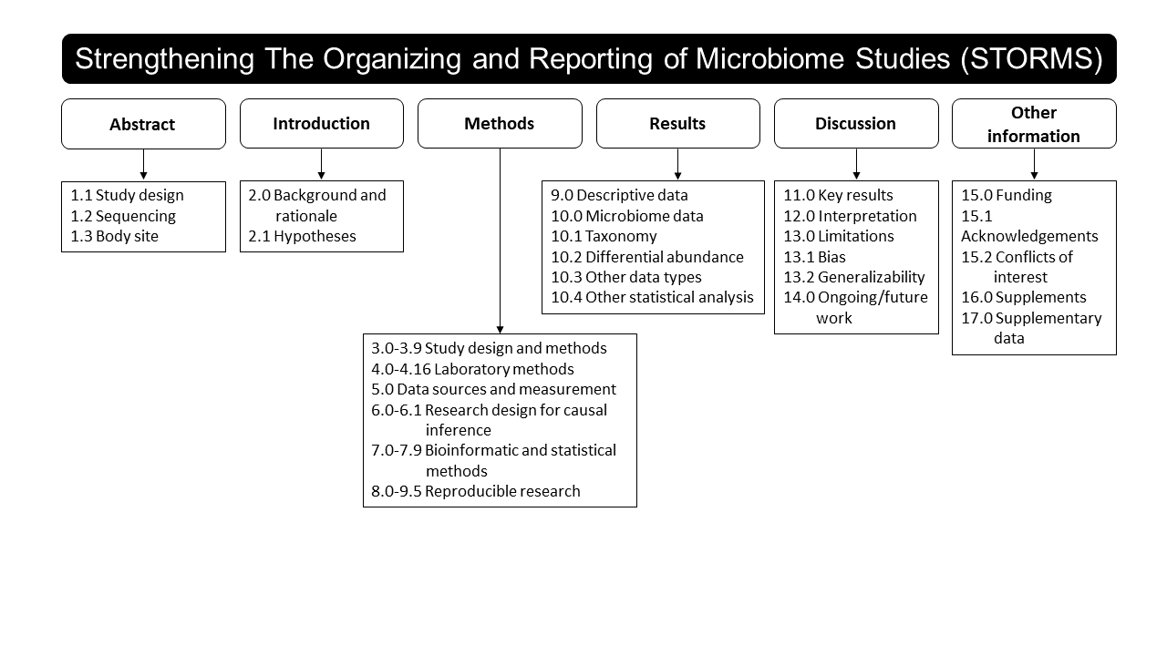 A figure depicting how STORMS items fit into the development of a paper.